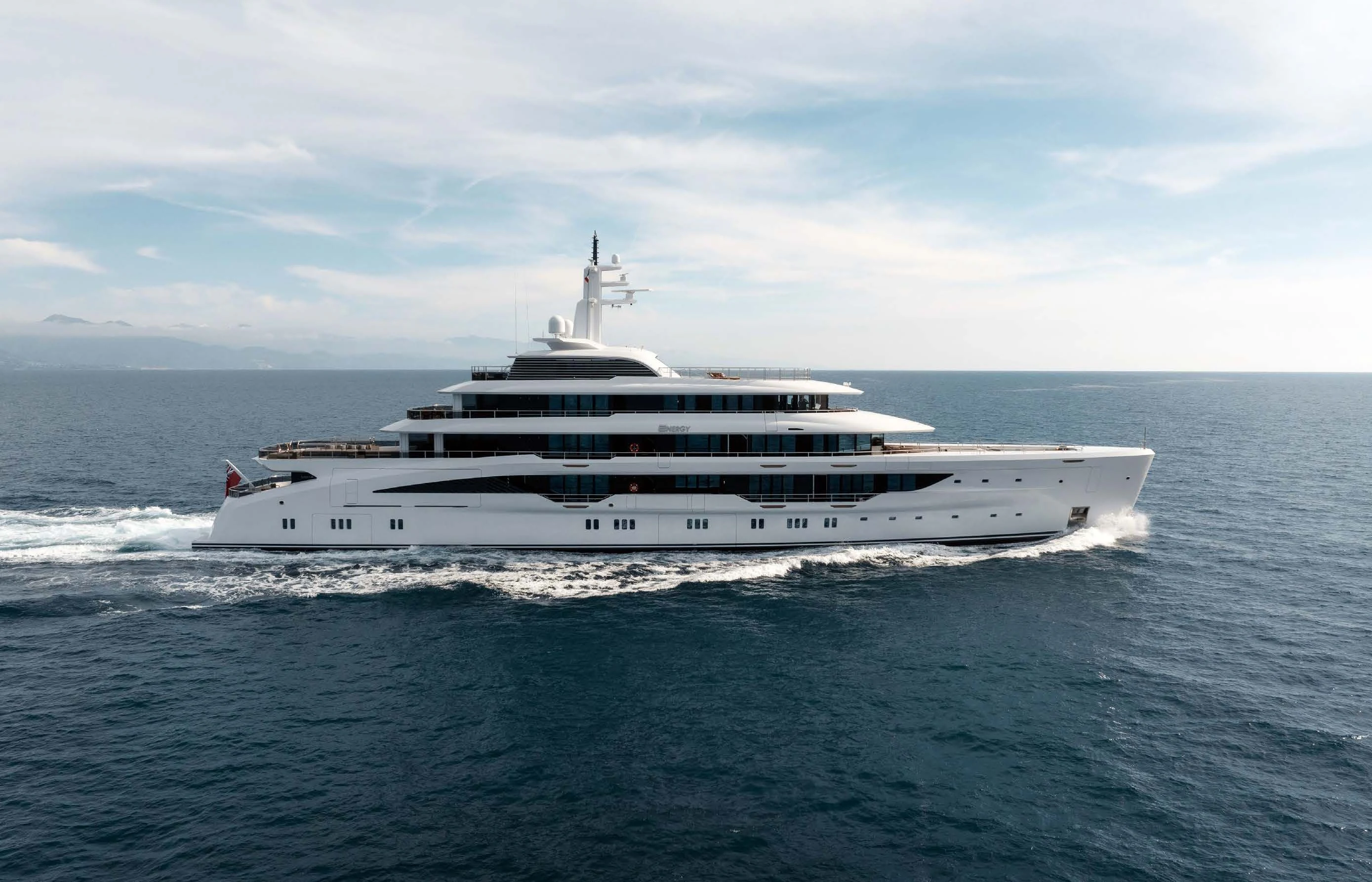 a large white boat in the water aboard ENERGY Yacht for Sale