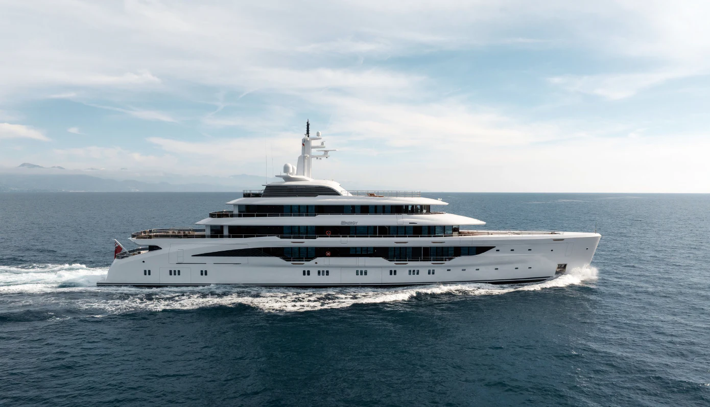 a white boat in the water aboard ENERGY Yacht for Sale