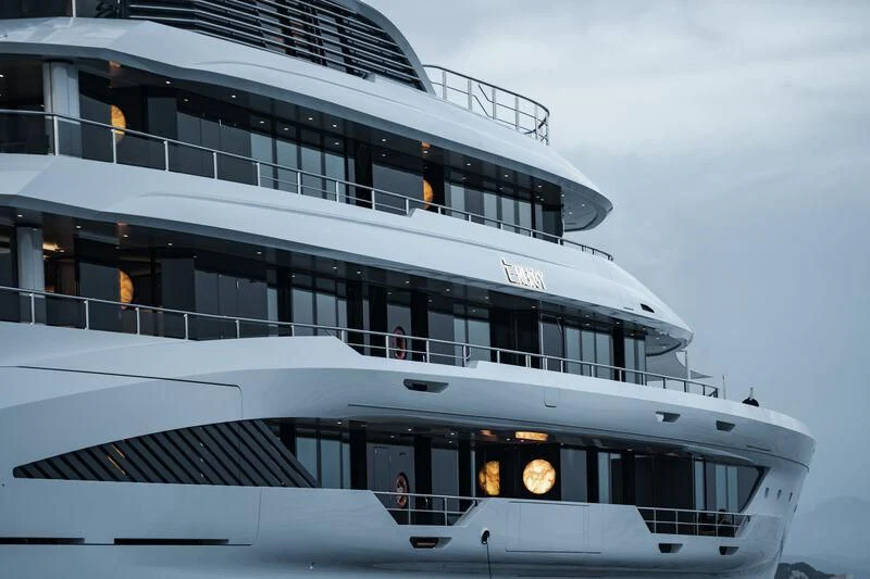 a large white boat aboard ENERGY Yacht for Sale