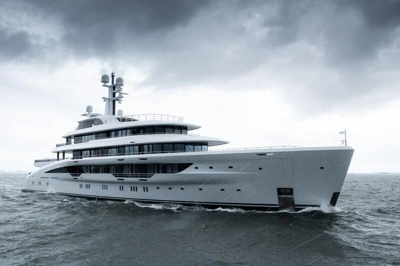 a large white ship aboard ENERGY Yacht for Sale