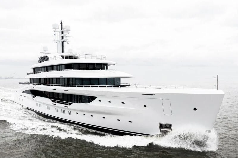 a large white boat aboard ENERGY Yacht for Sale