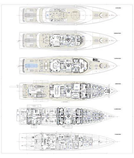 diagram, engineering drawing aboard ENERGY Yacht for Sale