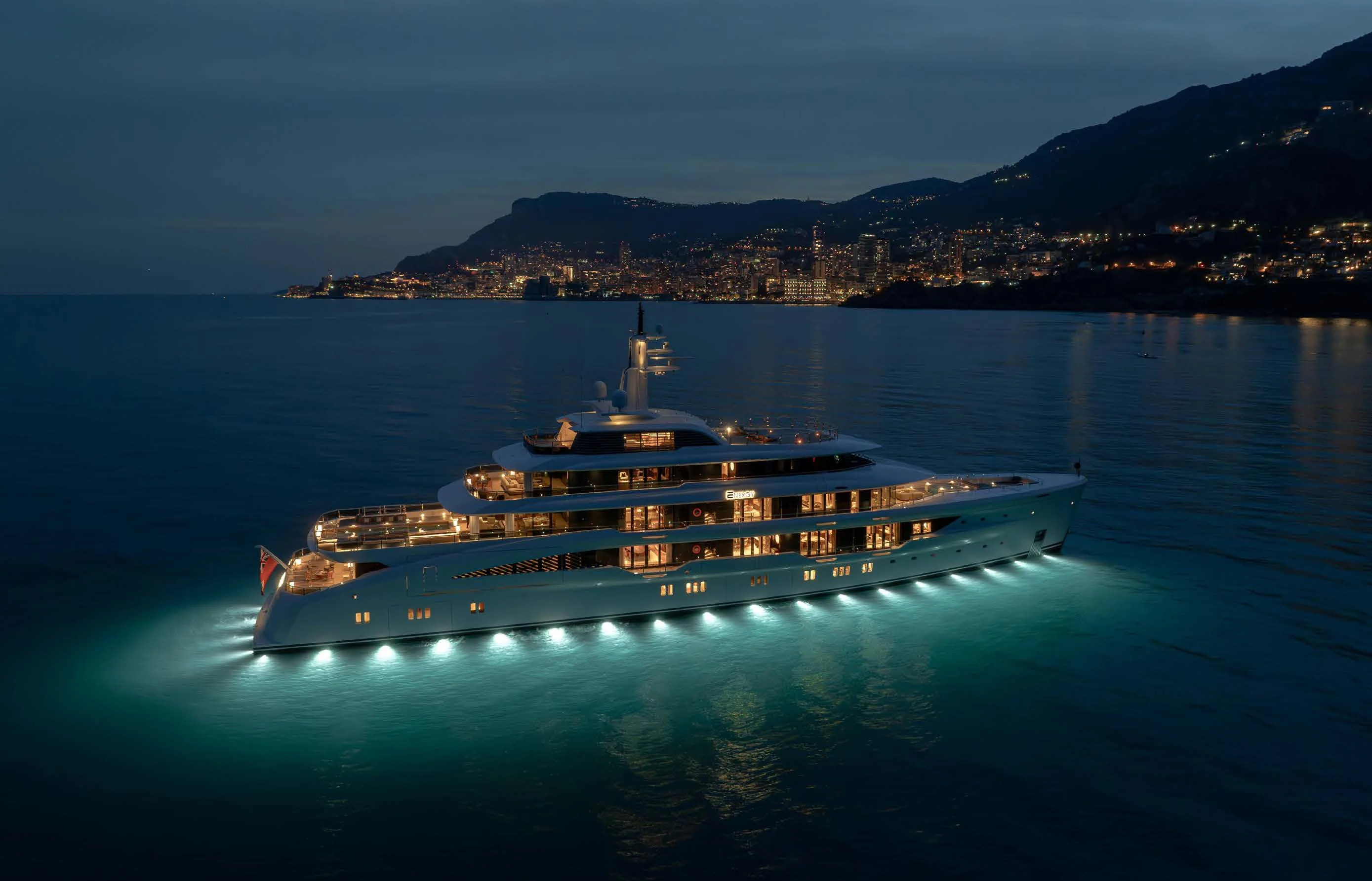 a large ship in the water aboard ENERGY Yacht for Sale