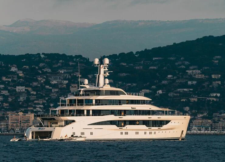 a large white ship in the water aboard ENERGY Yacht for Sale