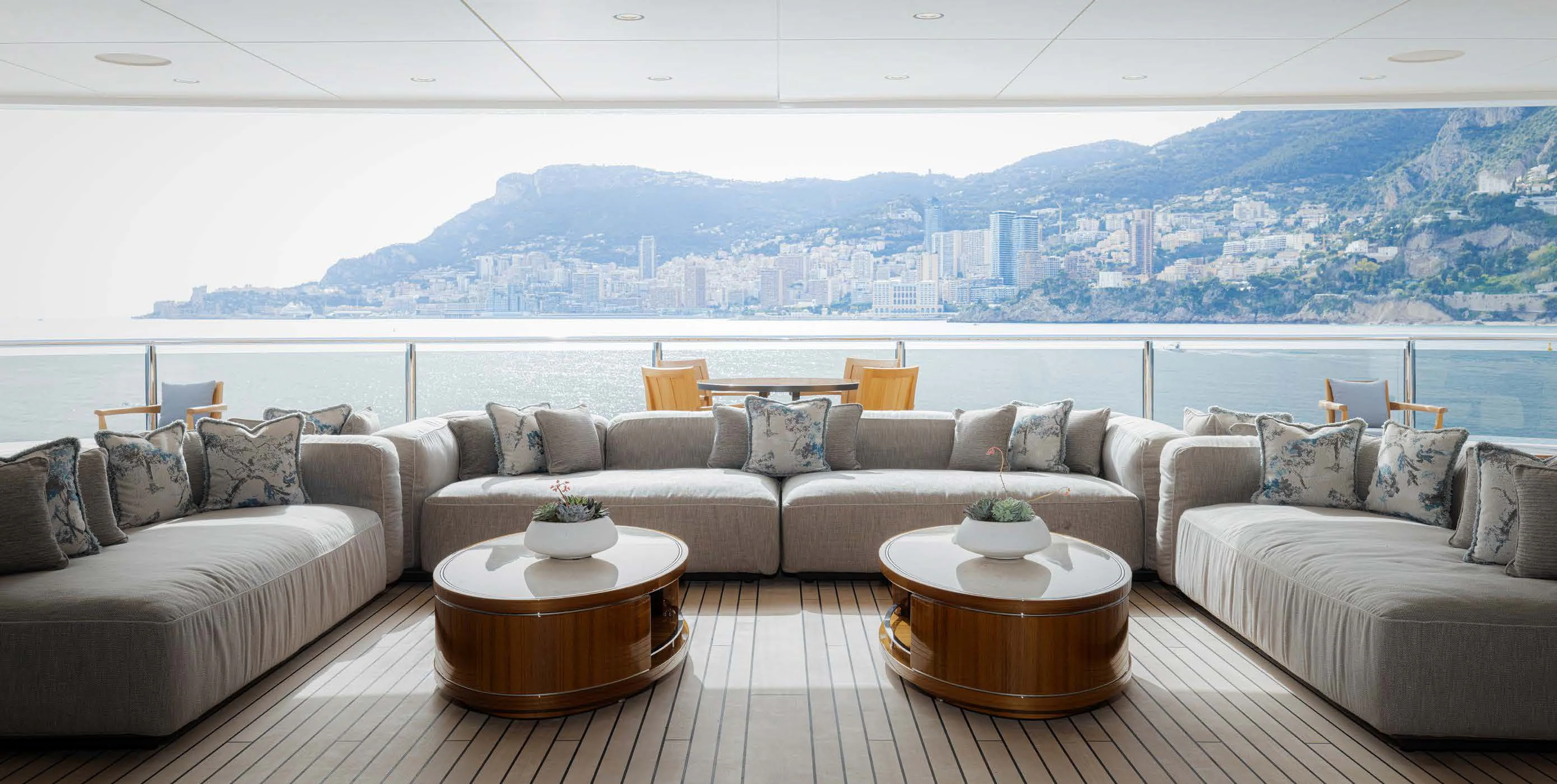 a living room with a large window aboard ENERGY Yacht for Sale