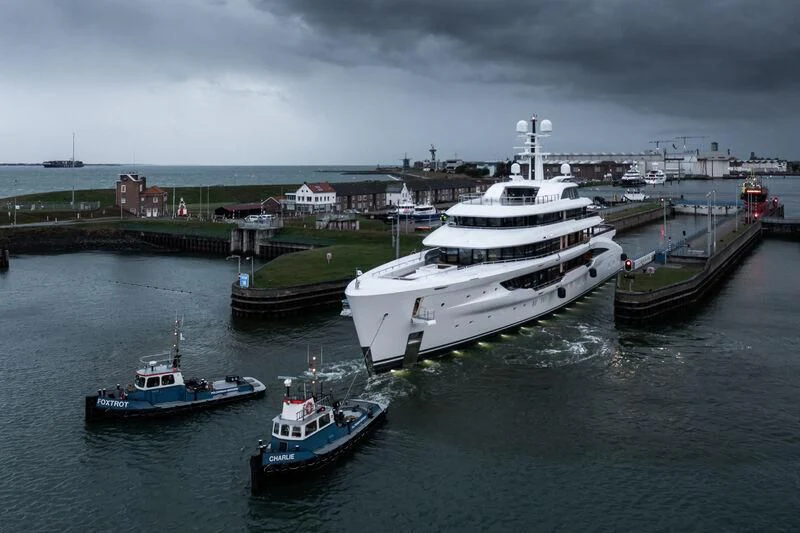 a group of boats in a harbor aboard ENERGY Yacht for Sale
