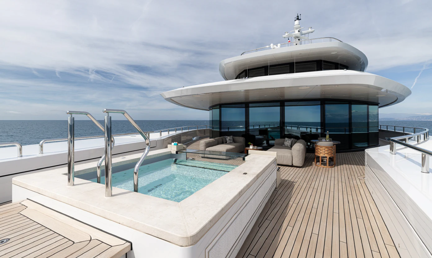a large cruise ship on a body of water aboard ENERGY Yacht for Sale