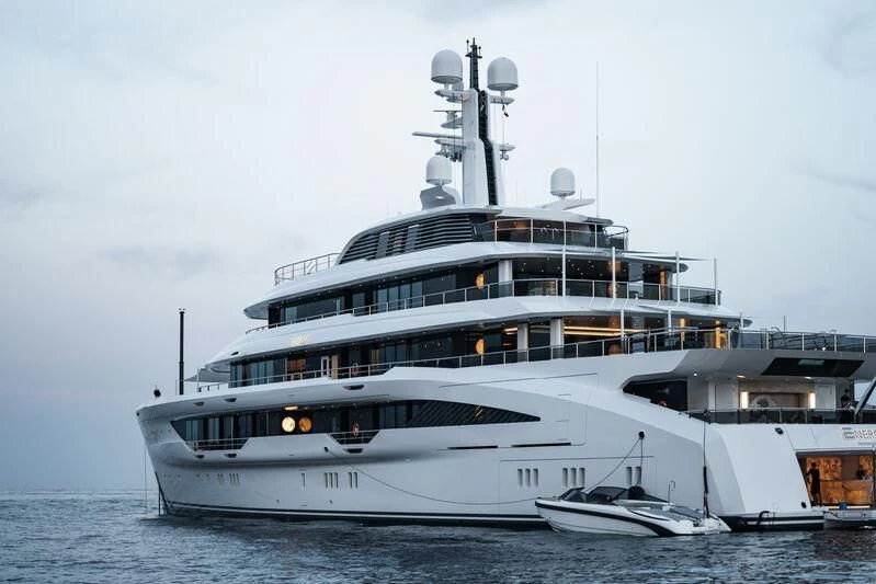 a large white ship aboard ENERGY Yacht for Sale