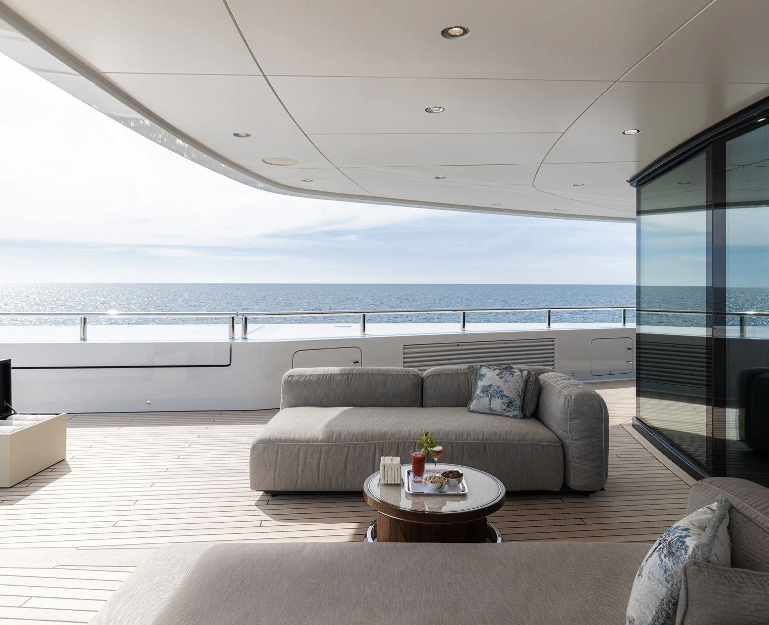 a living room with a large window aboard ENERGY Yacht for Sale