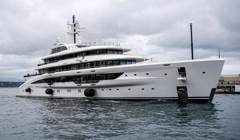 a large white ship aboard ENERGY Yacht for Sale