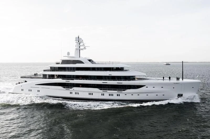 a large white boat in the water aboard ENERGY Yacht for Sale