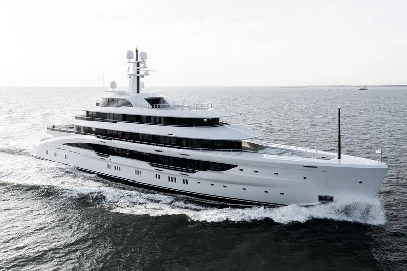 a large white ship aboard ENERGY Yacht for Sale
