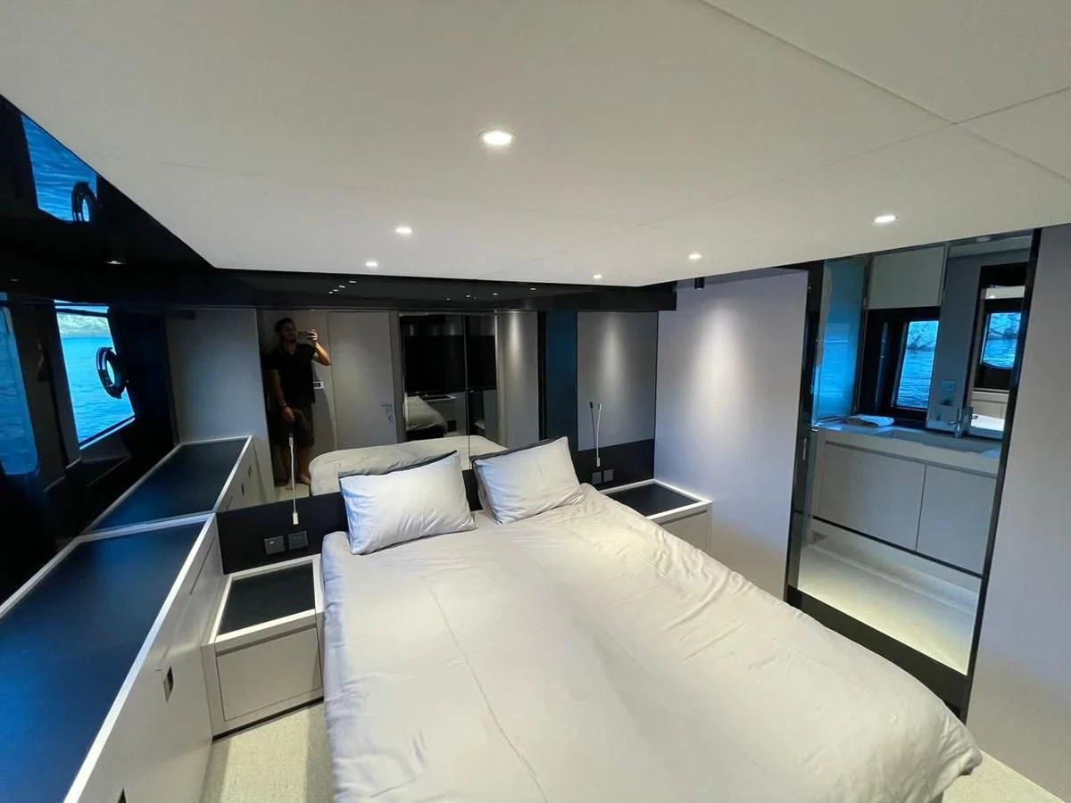 a person standing in a room aboard RIVA 68' DIABLE Yacht for Sale