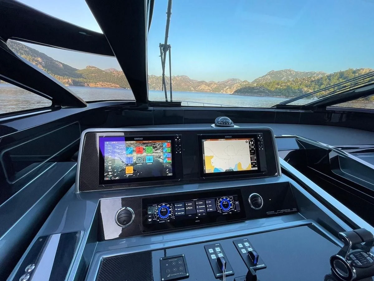 the dashboard of a car aboard RIVA 68' DIABLE Yacht for Sale