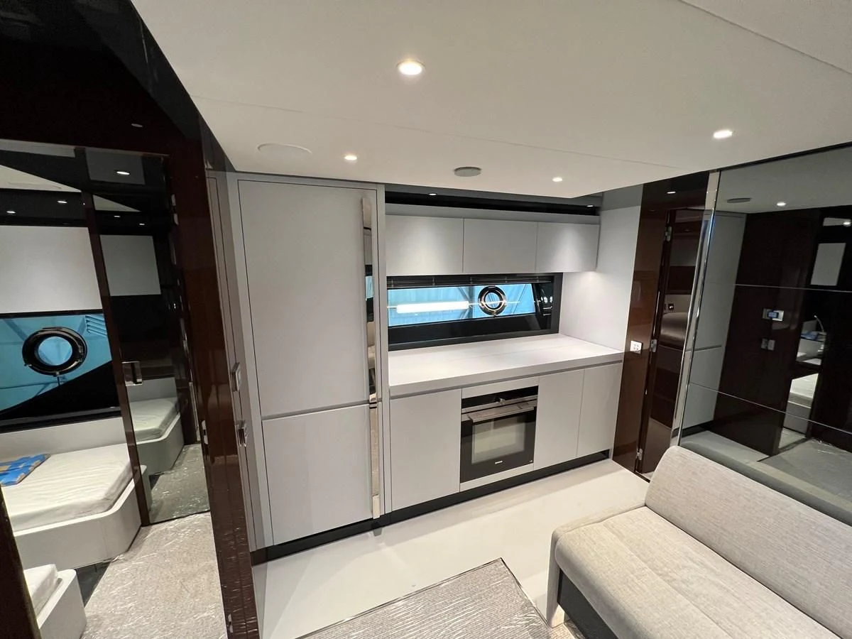 a modern looking bathroom aboard RIVA 68' DIABLE Yacht for Sale