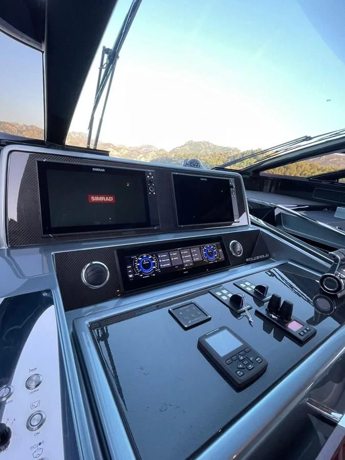 the inside of a car aboard RIVA 68' DIABLE Yacht for Sale
