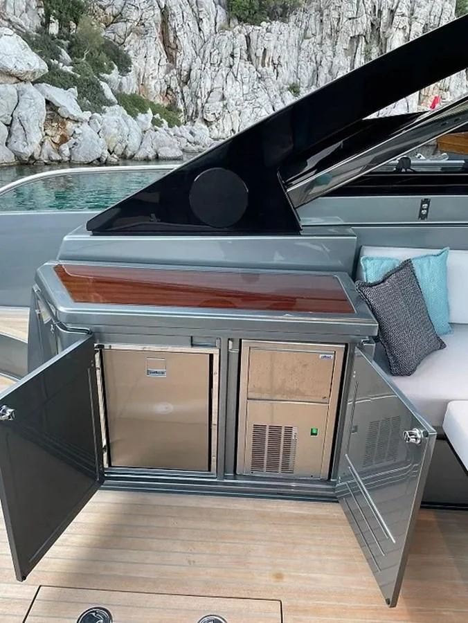 a boat on a deck aboard RIVA 68' DIABLE Yacht for Sale