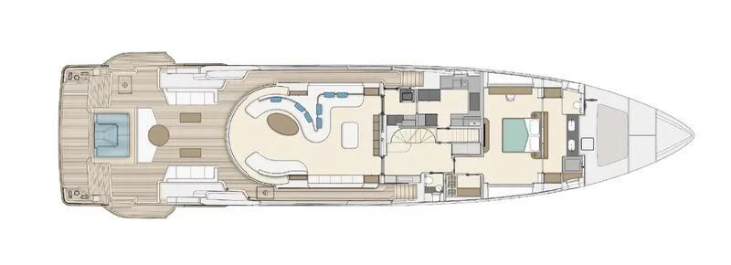 a model of a building aboard A+ Yacht for Charter