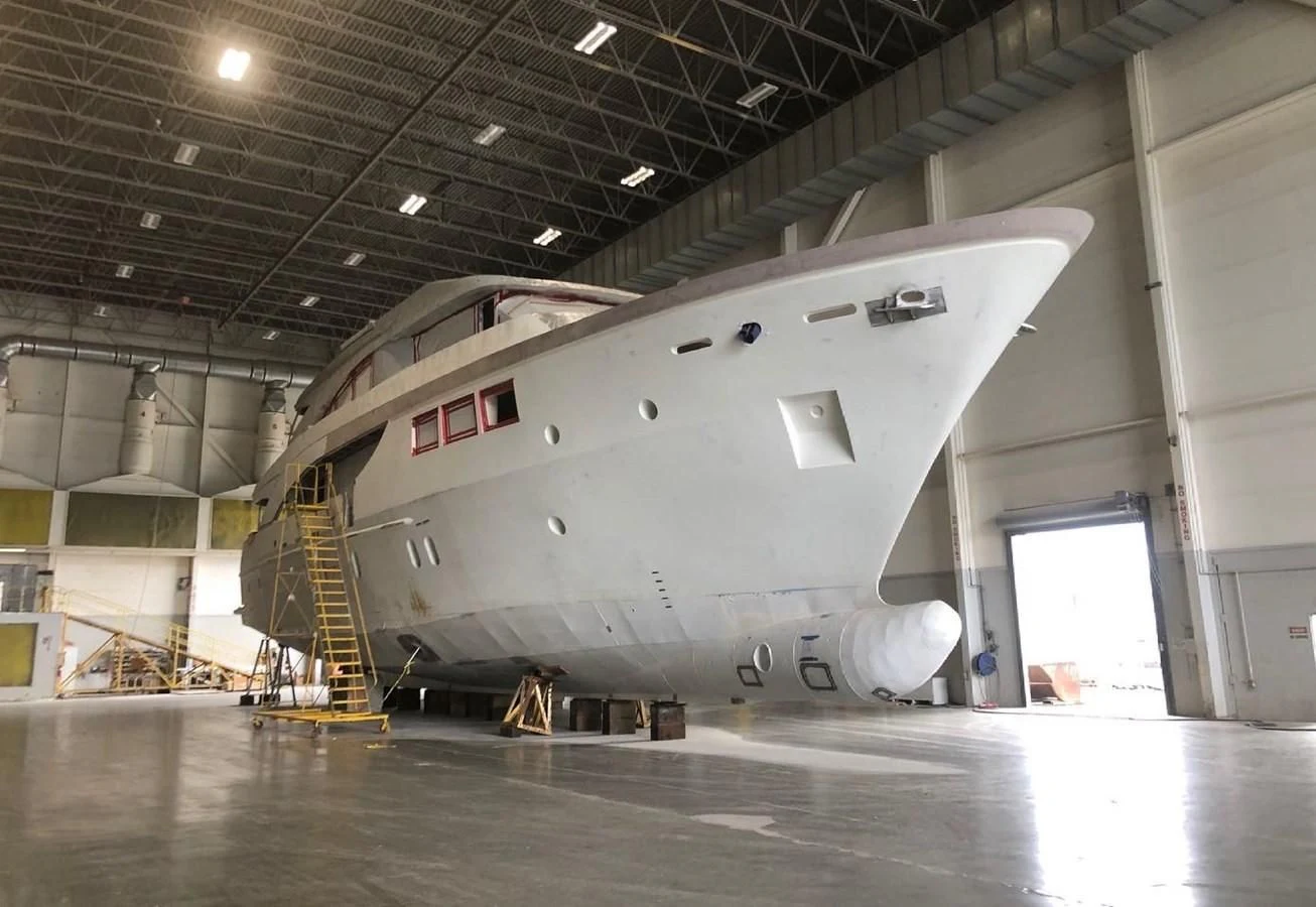 a space shuttle in a building aboard A+ Yacht for Charter