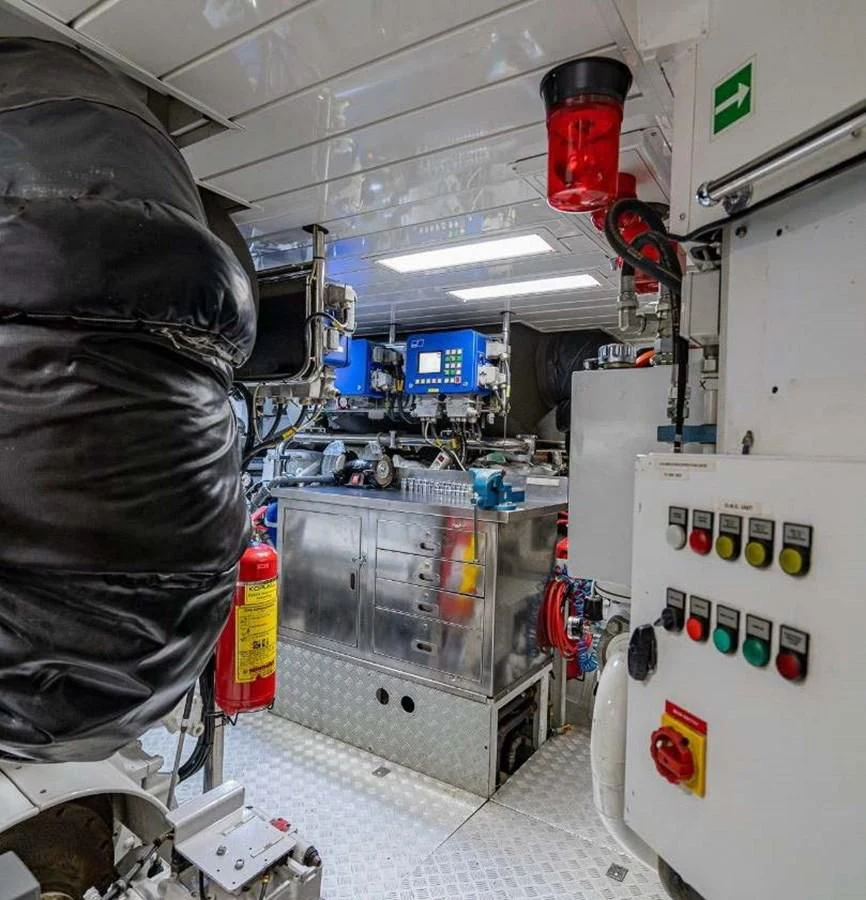 a large grey object in a room aboard EDESIA Yacht for Sale