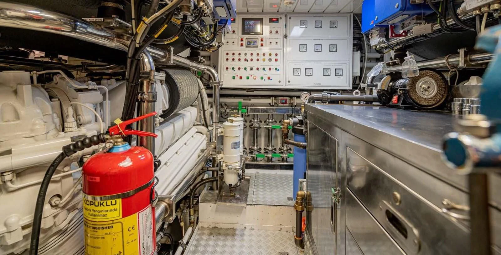 a room with machinery aboard EDESIA Yacht for Sale