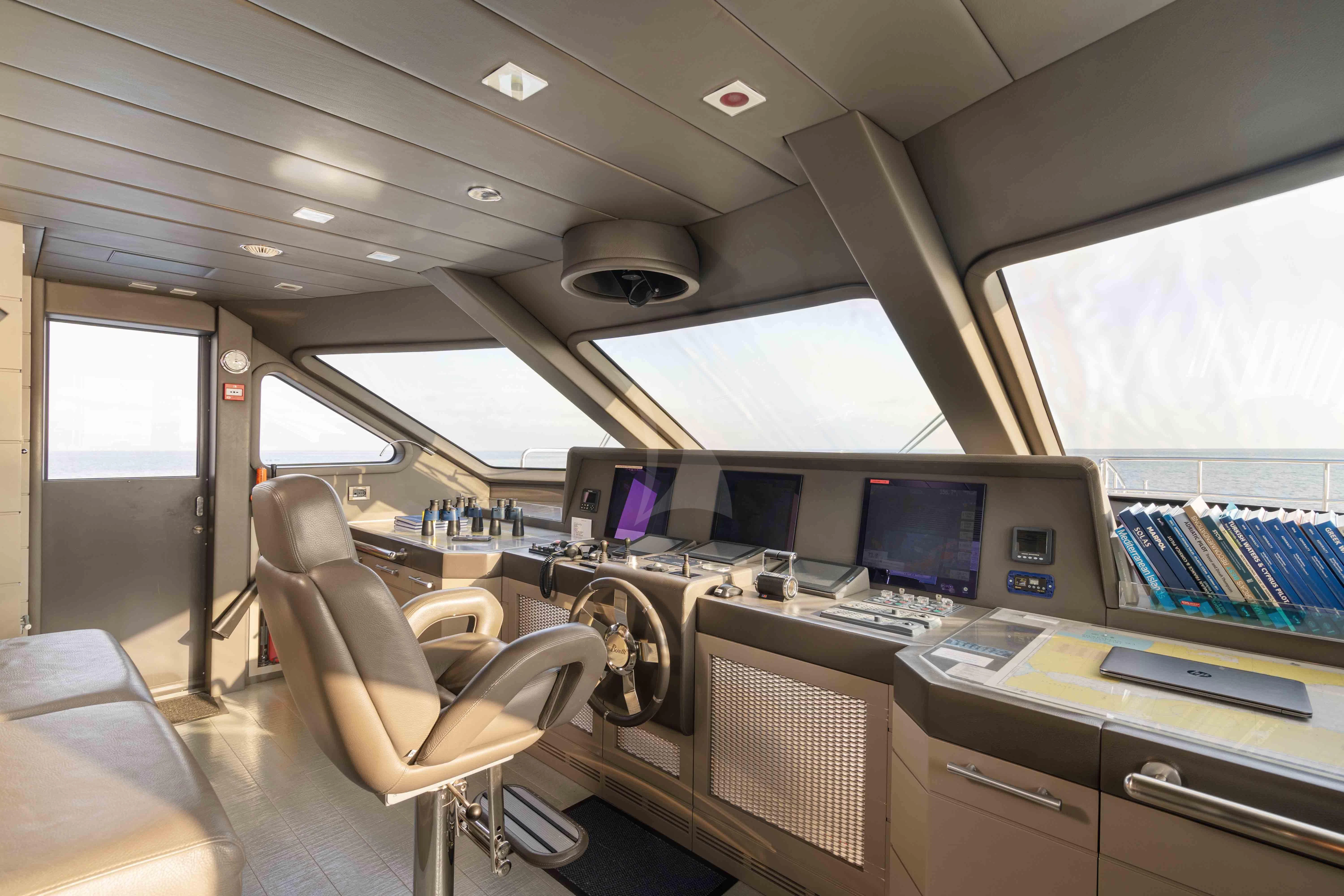 inside of a vehicle with computers aboard EDESIA Yacht for Sale
