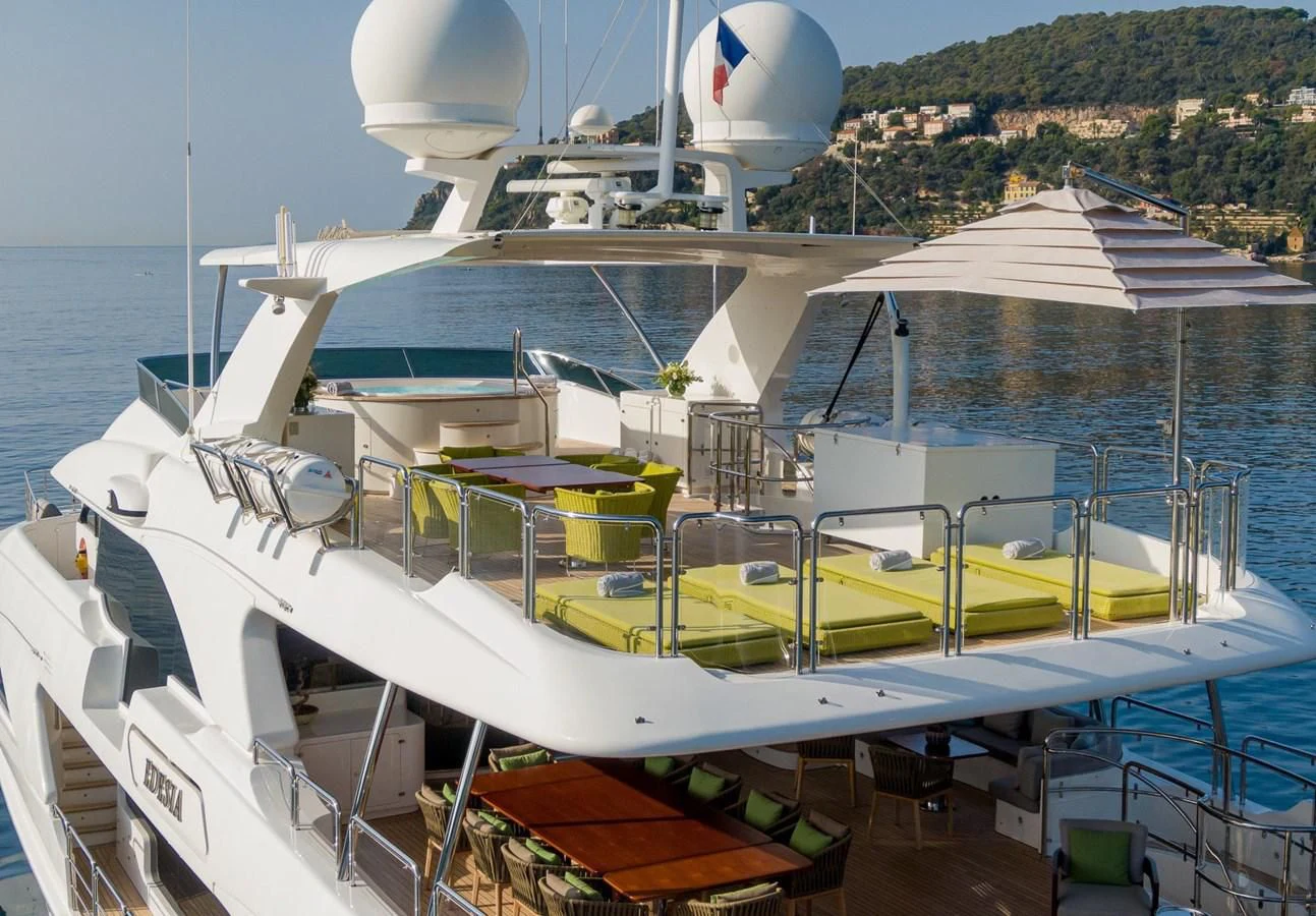 a boat on the water aboard EDESIA Yacht for Sale