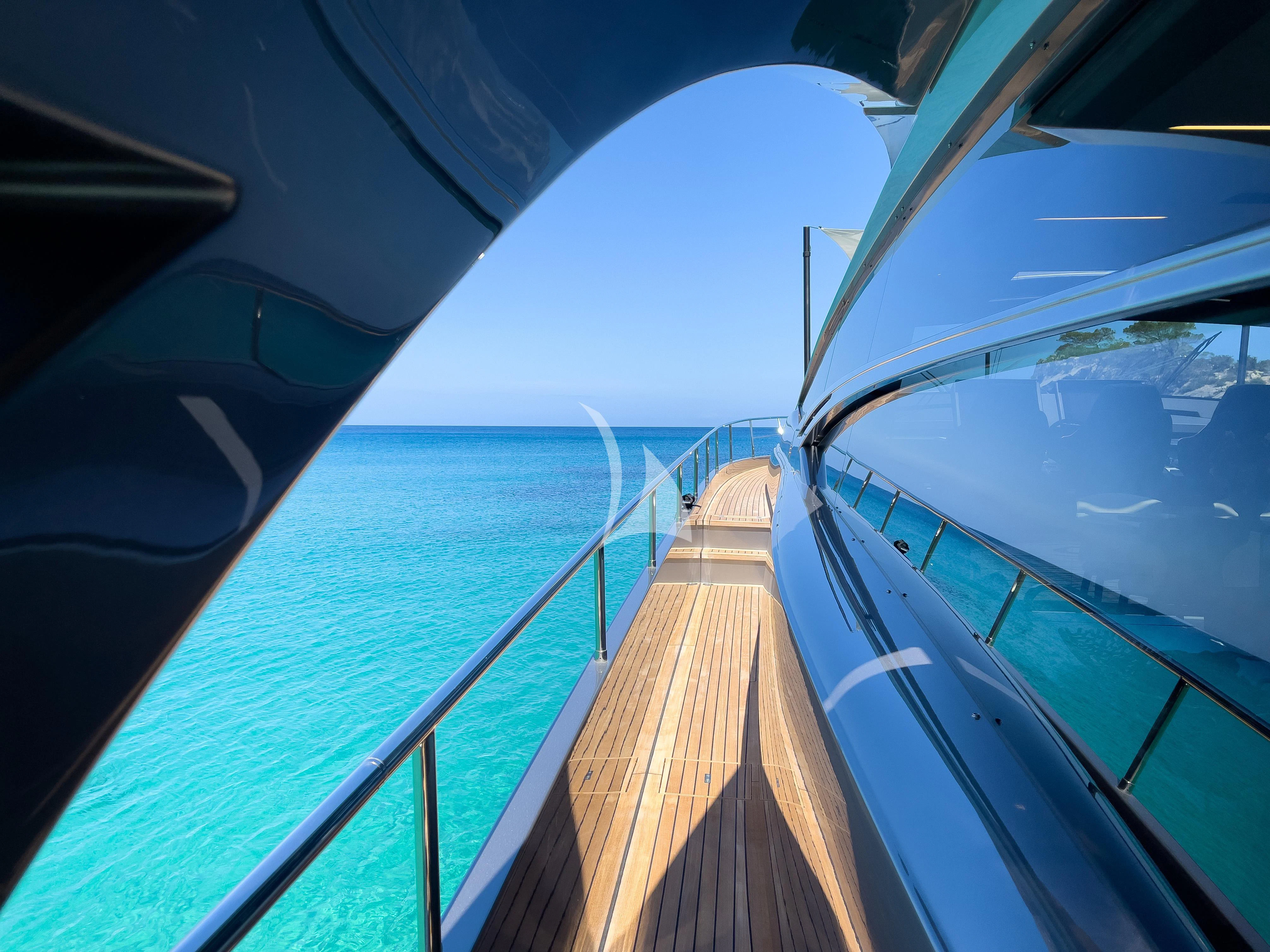 a view of a boat from inside a boat aboard BEYOND Yacht for Sale