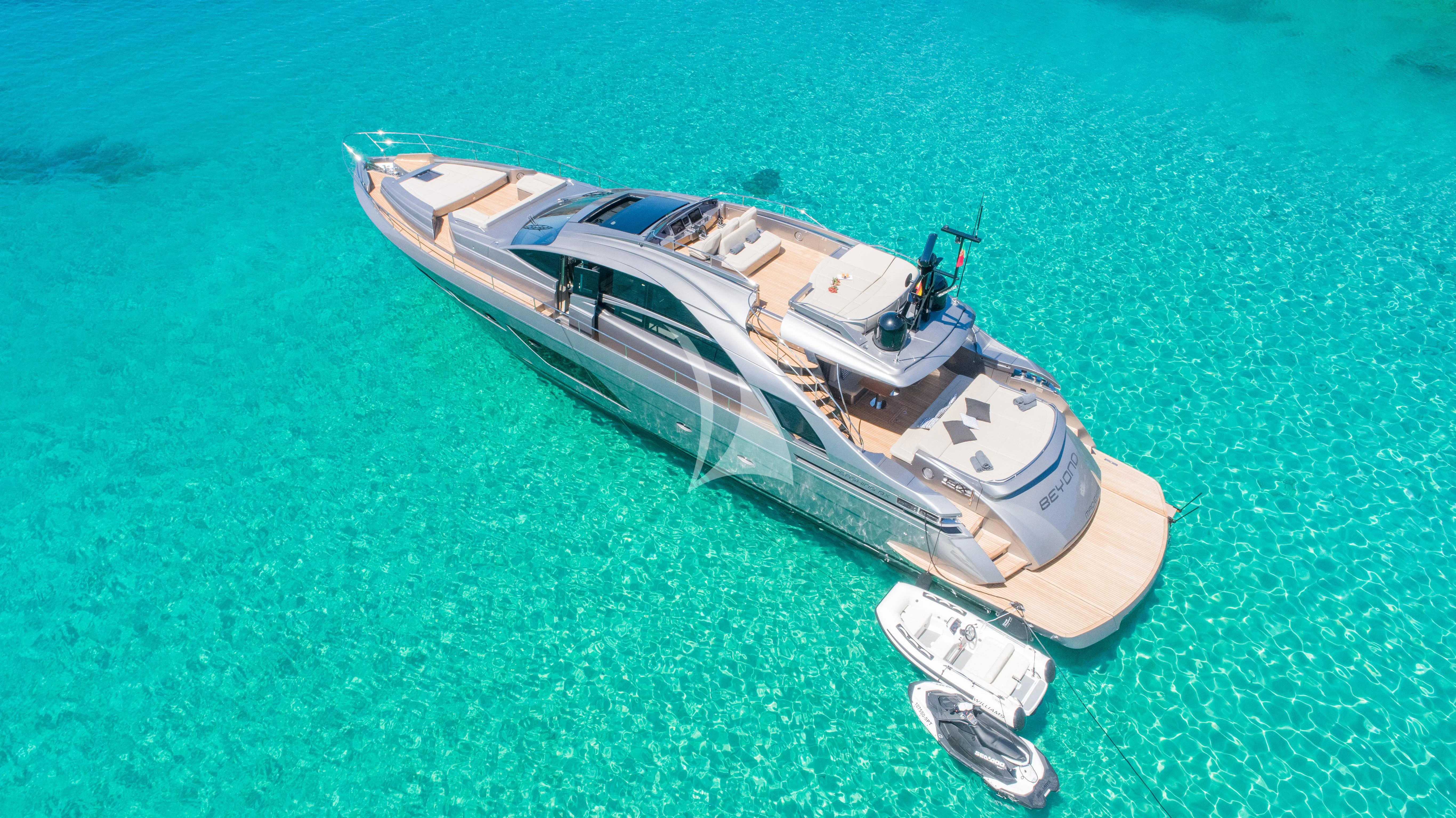 a toy plane in the water aboard BEYOND Yacht for Sale