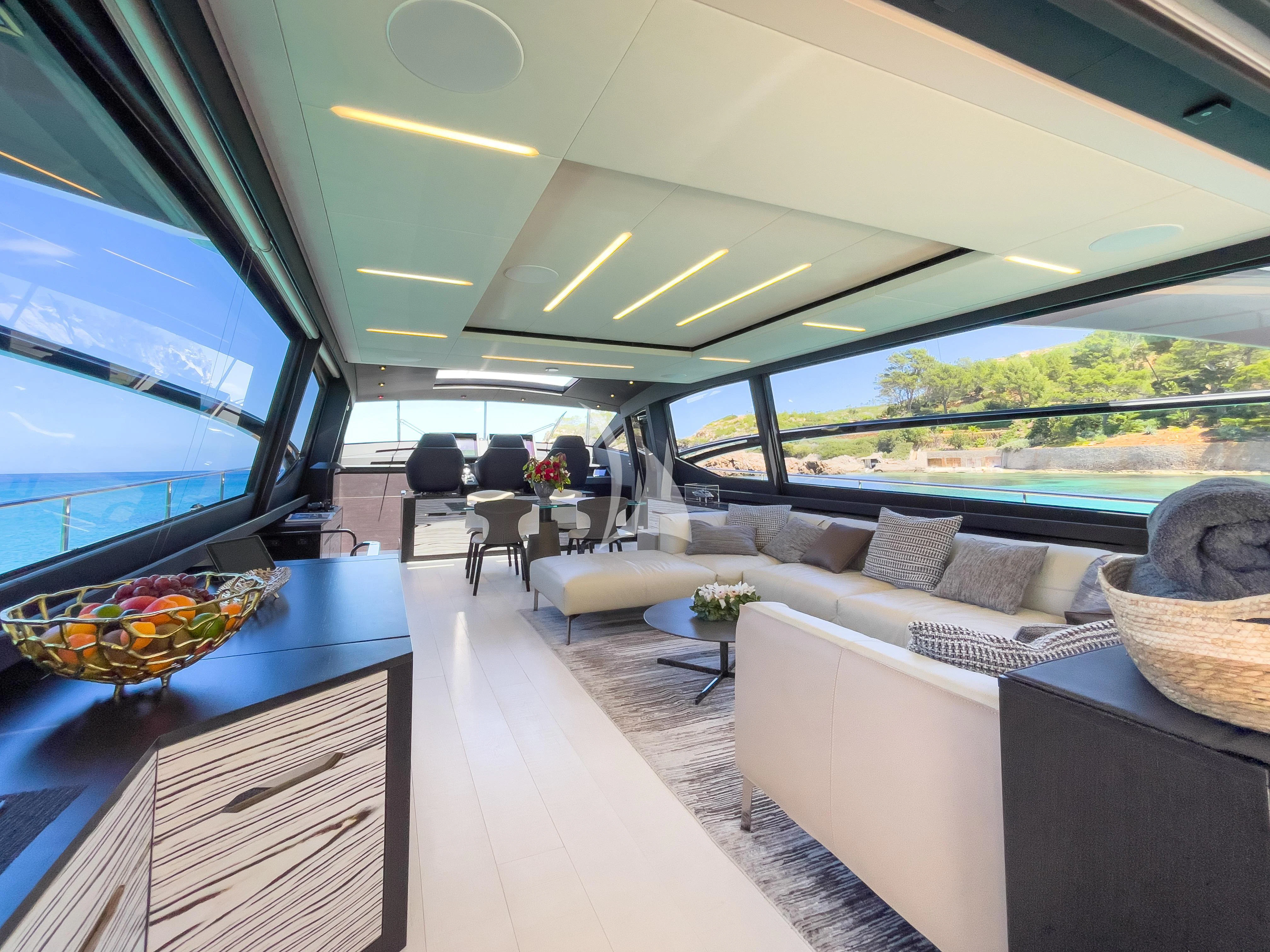 inside of a train aboard BEYOND Yacht for Sale