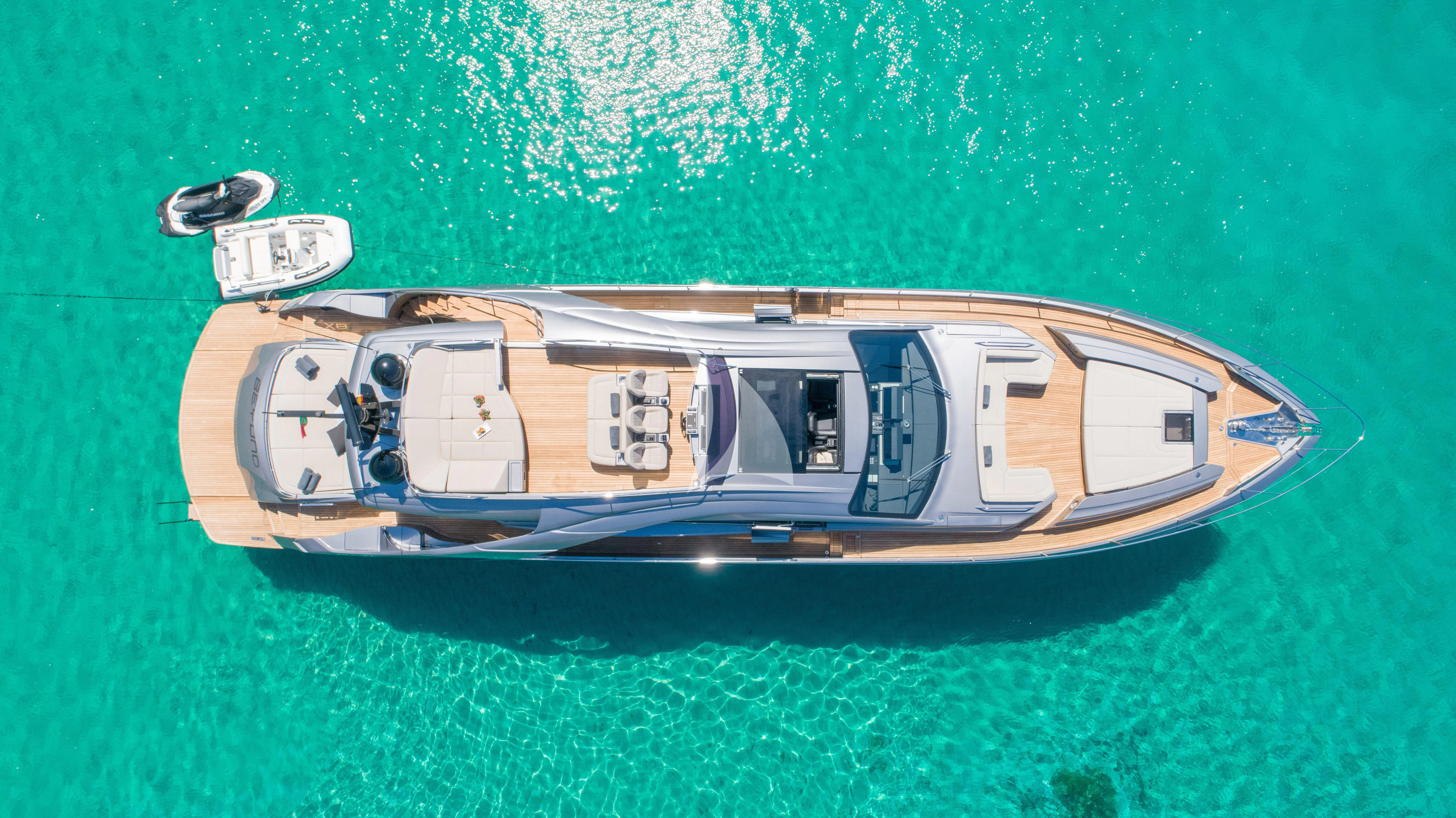 a military vehicle in the water aboard BEYOND Yacht for Sale