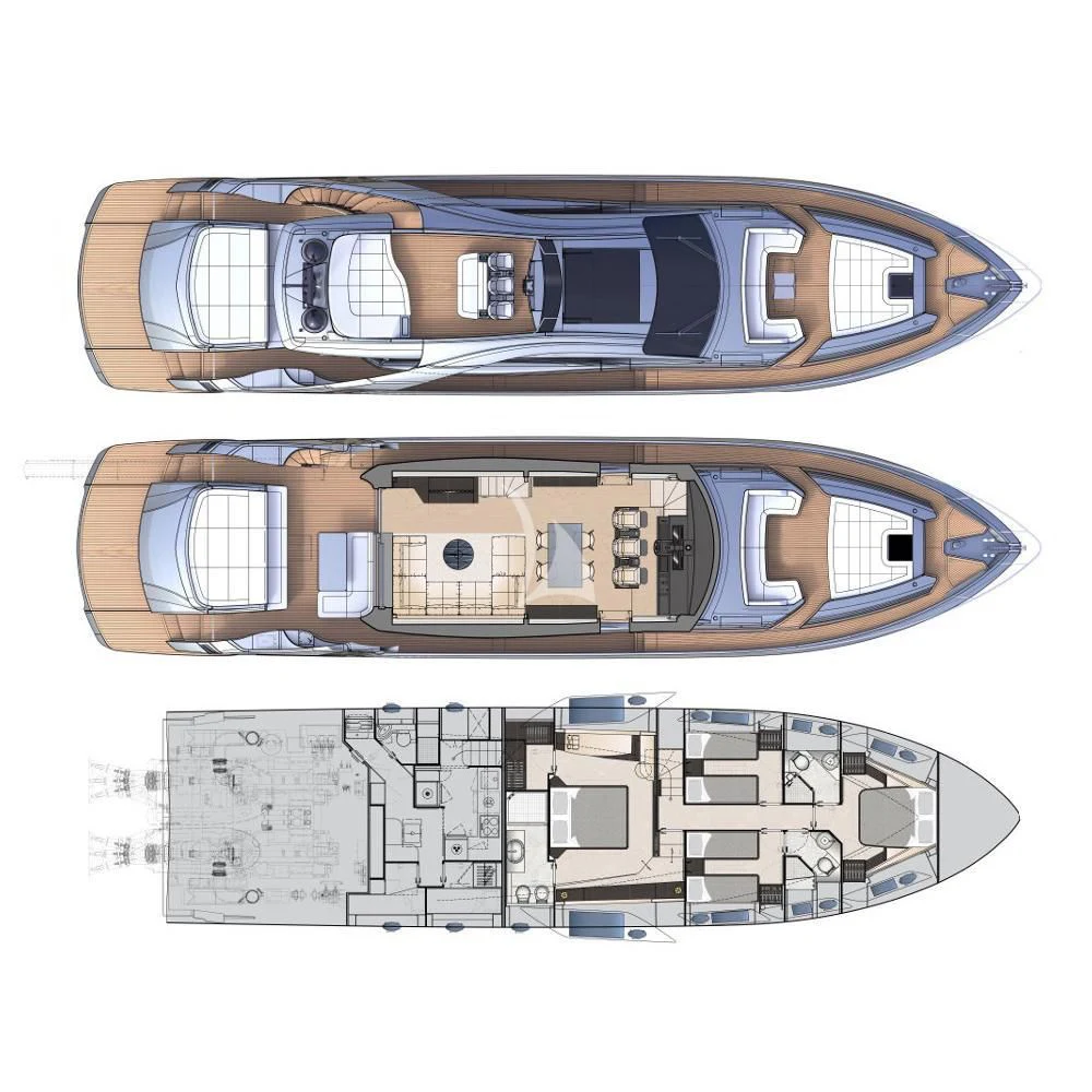 diagram, engineering drawing aboard BEYOND Yacht for Sale