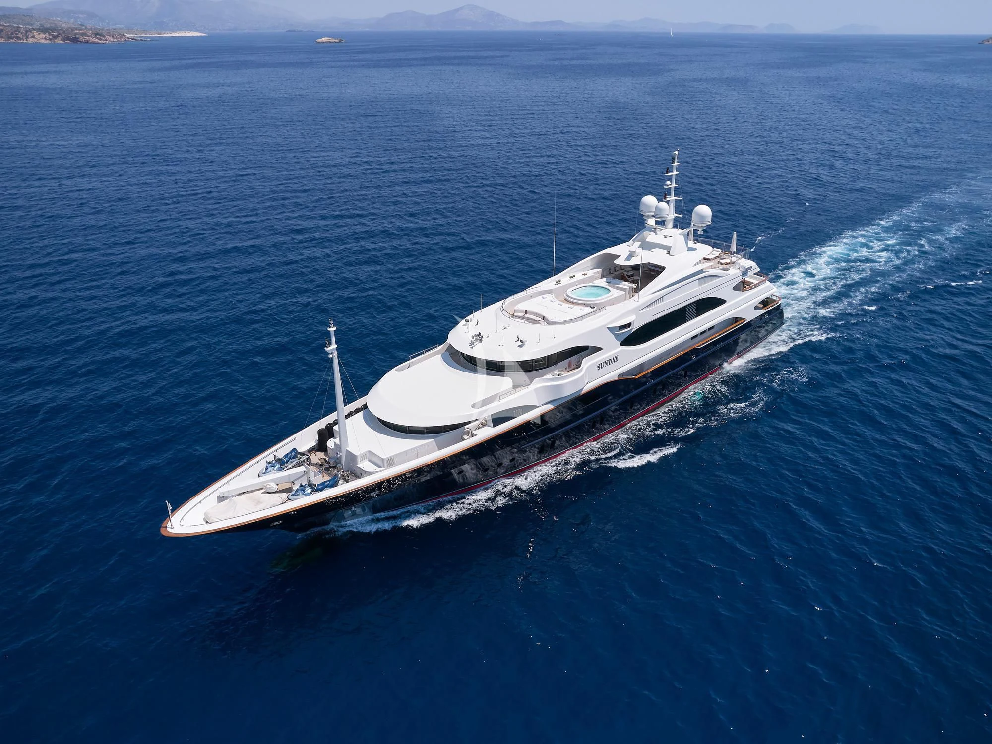 a boat in the water aboard SUNDAY Yacht for Charter