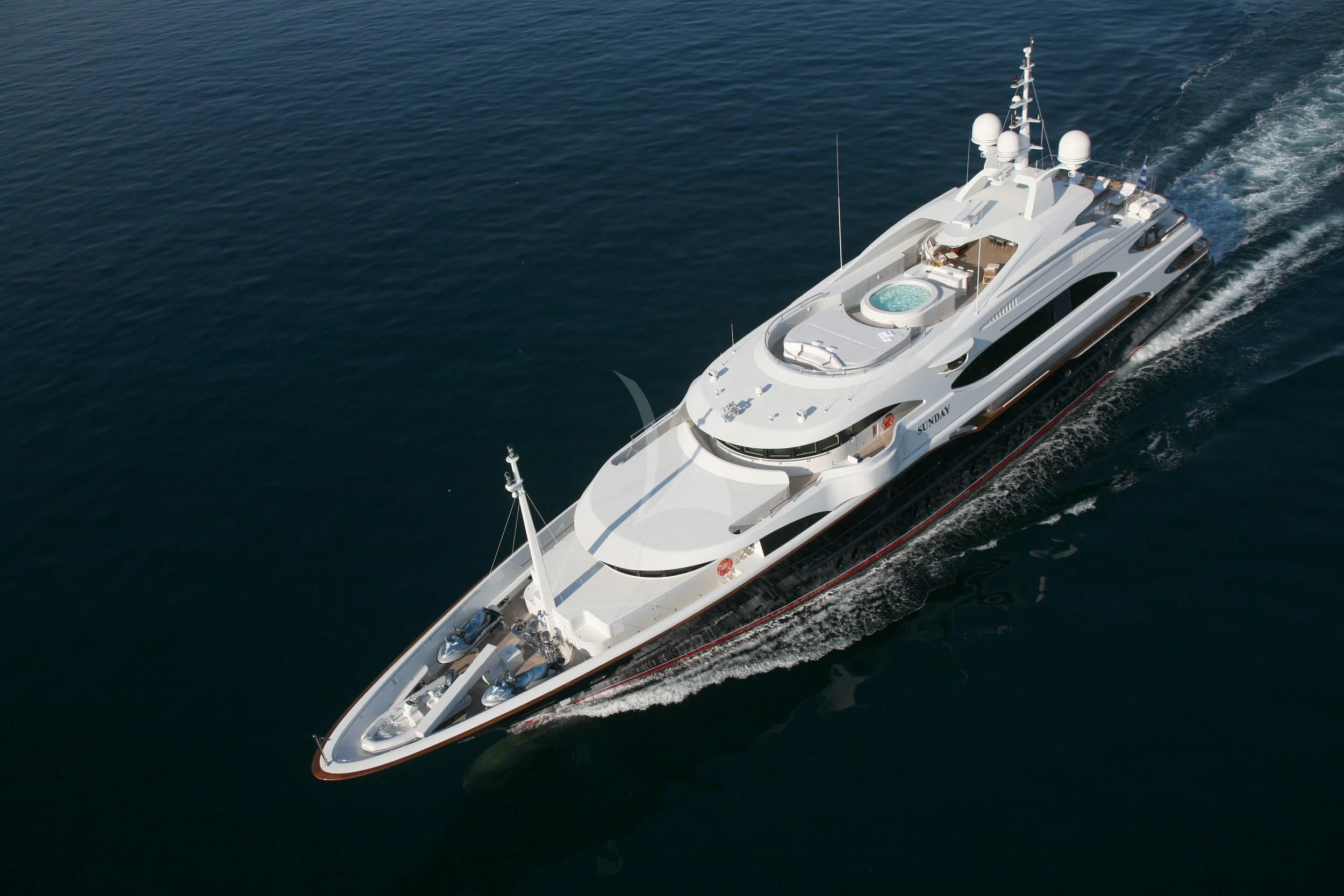 a boat in the water aboard SUNDAY Yacht for Charter