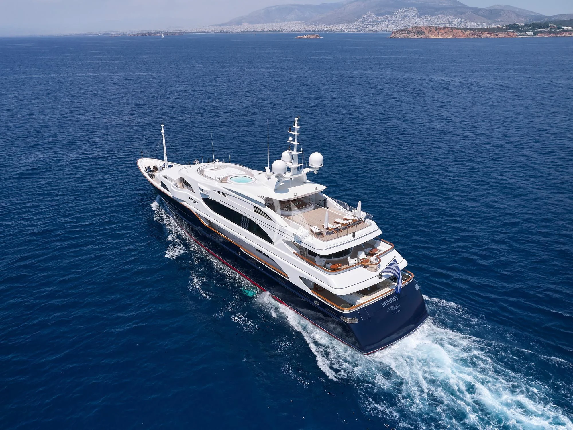 a ship on the water aboard SUNDAY Yacht for Charter