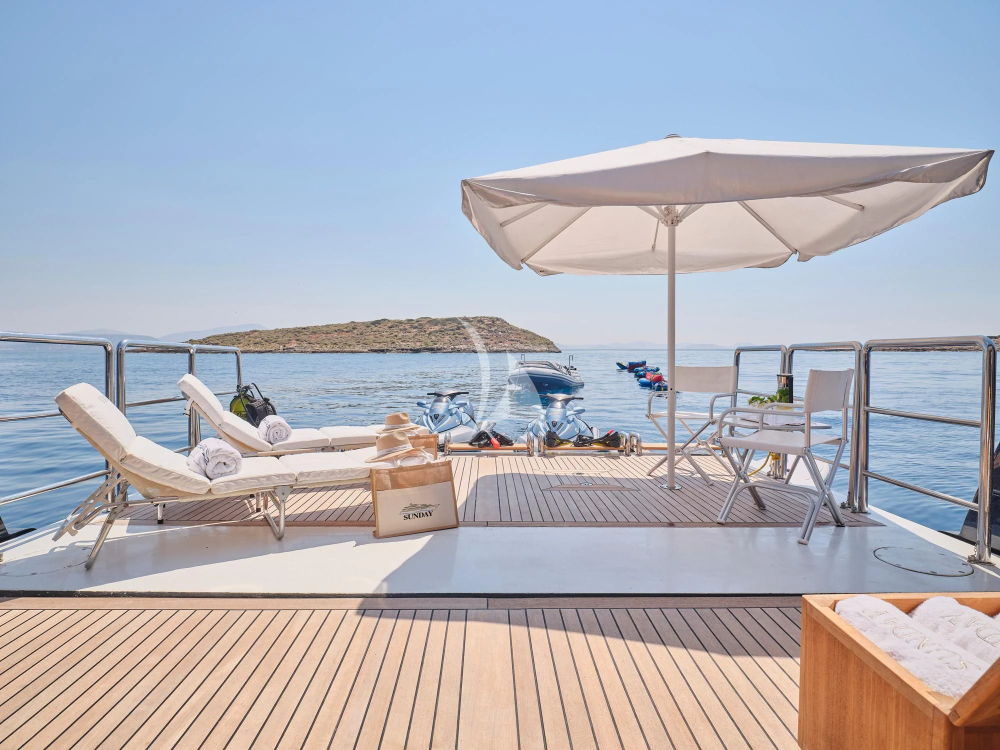 a boat on the water aboard SUNDAY Yacht for Charter