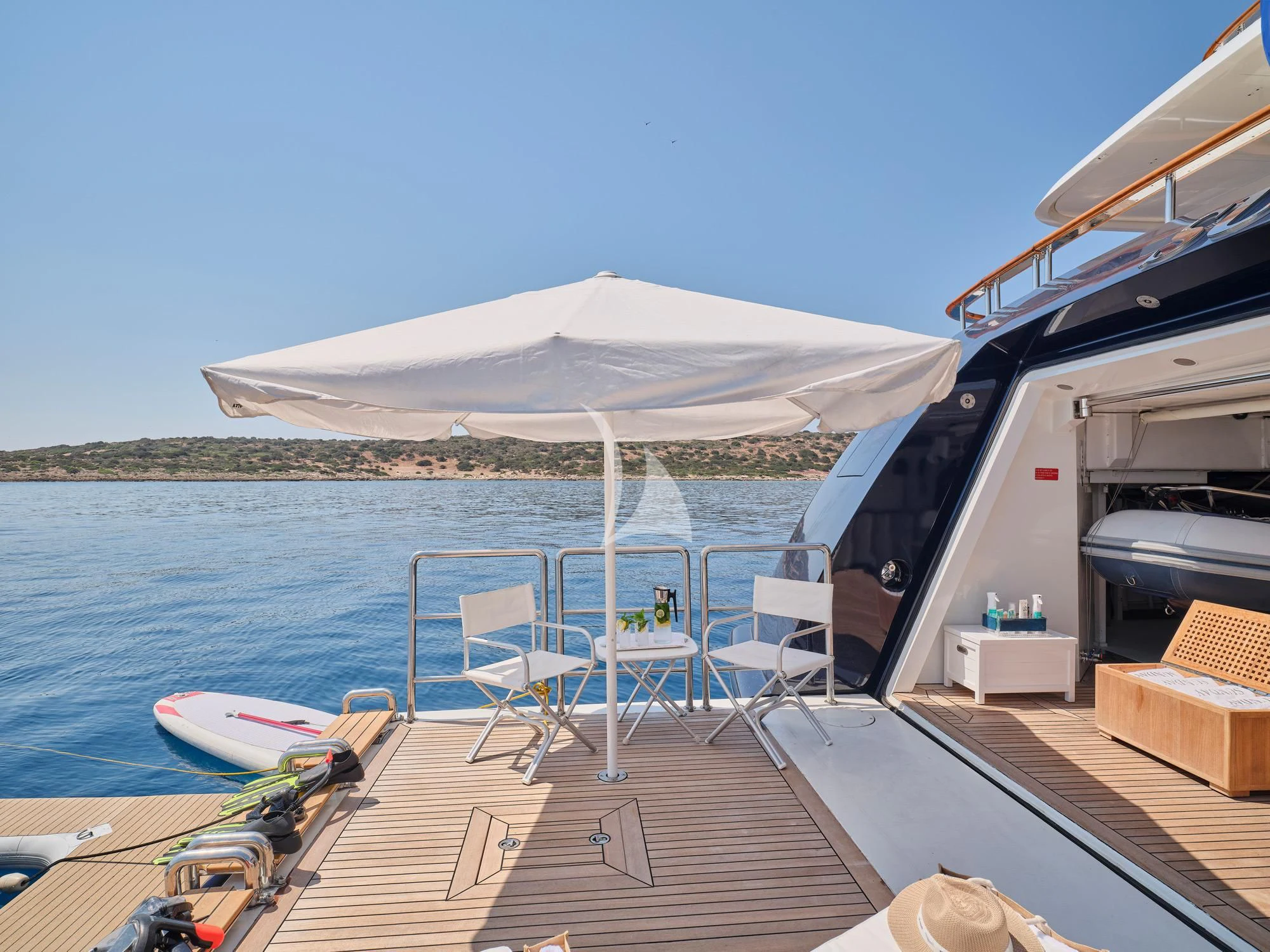 a boat on the water aboard SUNDAY Yacht for Charter