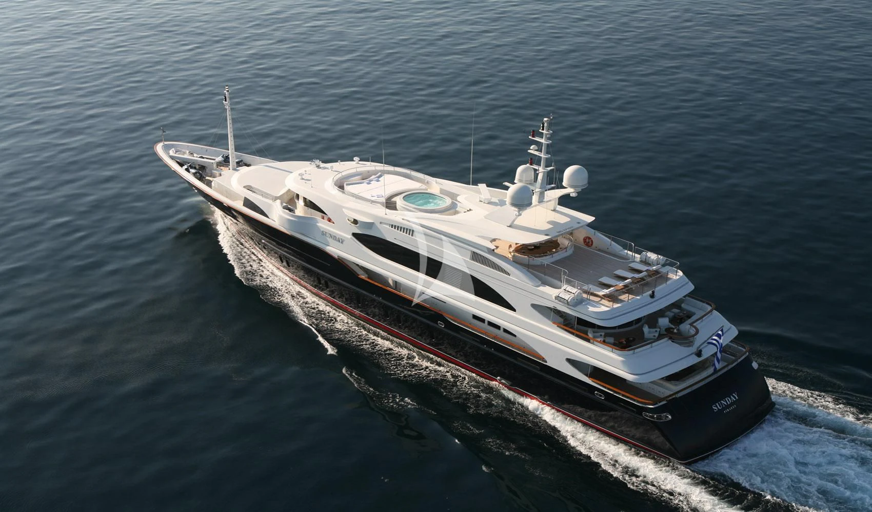 a ship on the water aboard SUNDAY Yacht for Charter