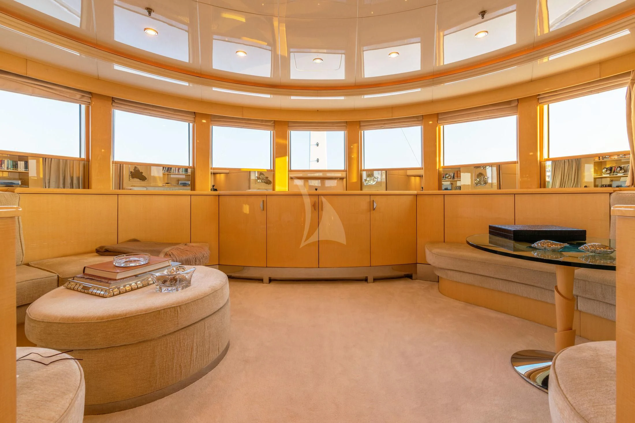 a room with a couch and a table aboard SUNDAY Yacht for Charter