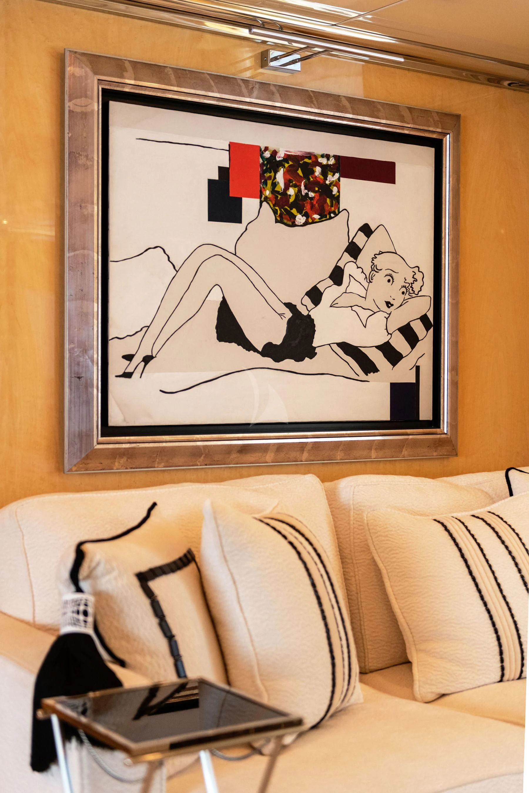 a painting on a wall aboard SUNDAY Yacht for Charter