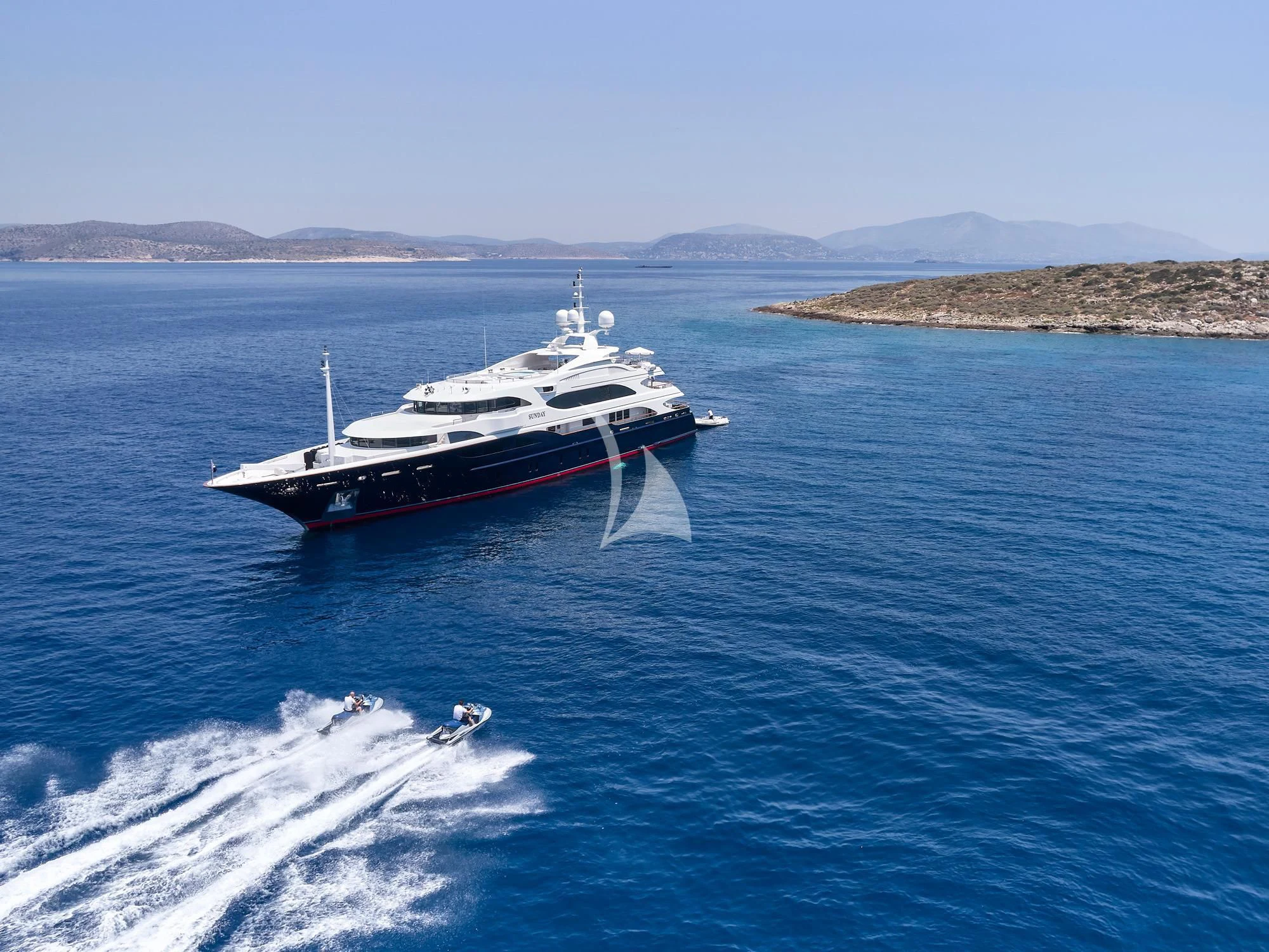 a boat in the water aboard SUNDAY Yacht for Charter