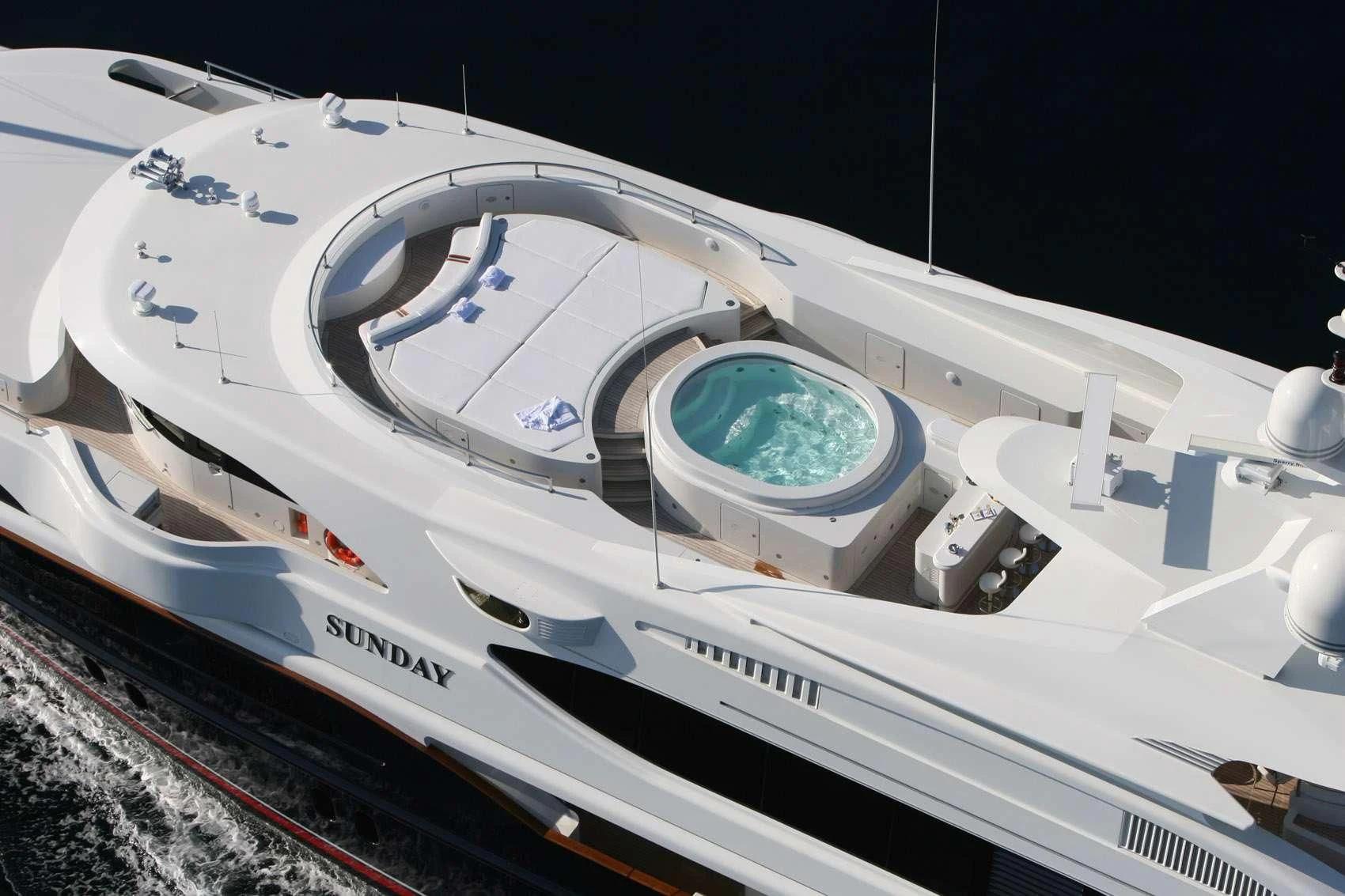 a space shuttle on a launch pad aboard SUNDAY Yacht for Charter