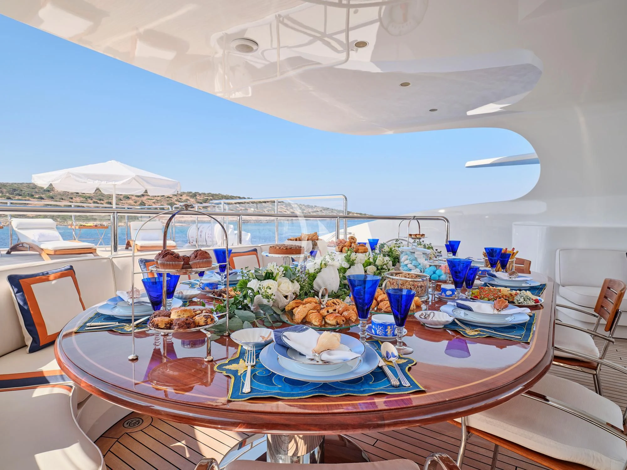 a table with food on it aboard SUNDAY Yacht for Charter