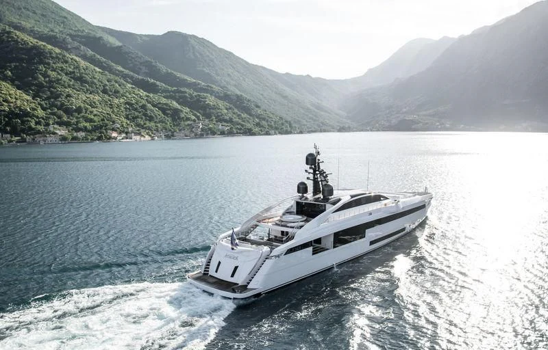 a boat on the water aboard AURORA Yacht for Sale