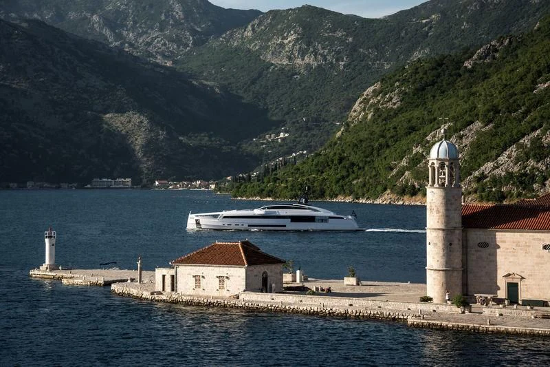 a boat on the water aboard AURORA Yacht for Sale