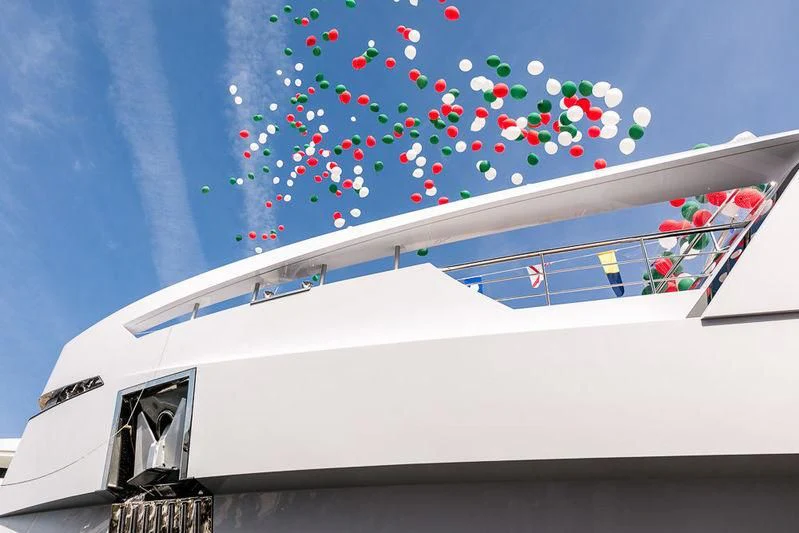 a plane with a flag on the side aboard AURORA Yacht for Sale
