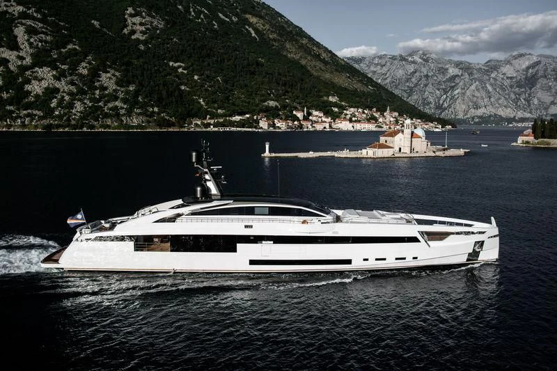 a boat in the water aboard AURORA Yacht for Sale