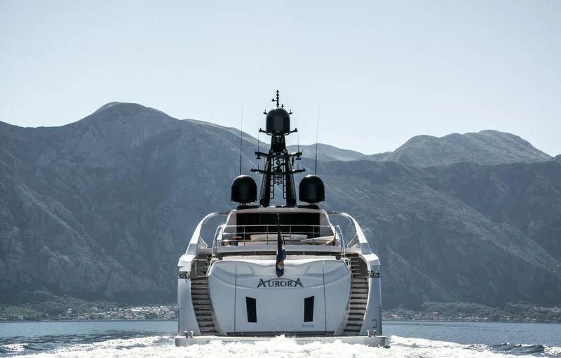 a boat on the water aboard AURORA Yacht for Sale