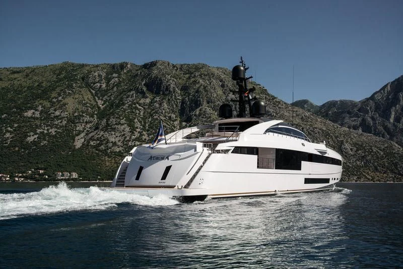 a boat on the water aboard AURORA Yacht for Sale