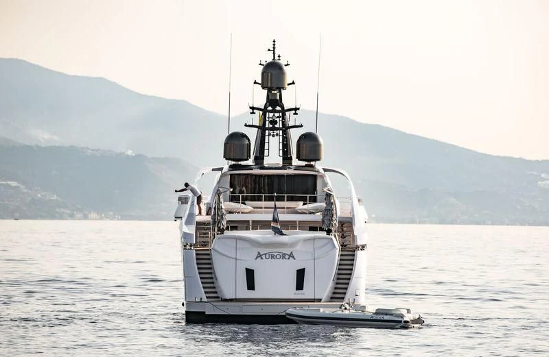 a boat in the water aboard AURORA Yacht for Sale